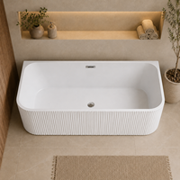 Baignoire à immersion en acrylique à panneau cannelé mural avec texture côtelée verticale pour niche murale de salle de bain moderne – Vente en gros