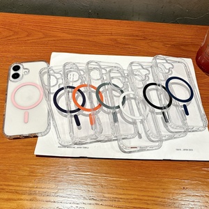 Tpu <b>Pc</b> <b>Wireless</b> Charging clear Phone case for iPhone 16 Back Cover Shockproof Magnetic Phone case for IPhone13 14 15 16 Pro Max - Product Image 1