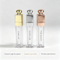 Tube de brillant à lèvres carré personnalisé en ABS peint par pulvérisation, emballage de 6 ml, flacon cosmétique vide, modèle 4015, transfrontalier