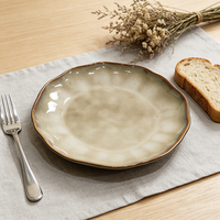 Service de table en grès 16 pièces pour 4 ou 6 personnes – Assiettes plates, assiettes à salade, assiettes à soupe, bols – Vaisselle élégante