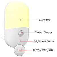Veilleuse LED en forme de capsule avec détecteur de mouvement, lumière blanche chaude 2700K, prise EU/US/UK pour usage intérieur