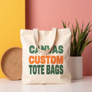 Sacs fourre-tout recyclés écologiques à logo personnalisé 8oz 10oz 12oz Sacs de transport en toile et coton avec poignées réutilisables pour le shopping - Product Image 1