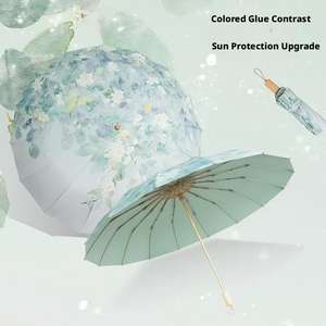 Vendita calda a 16 colori con osso in gomma a doppio uso ombrellone in legno con manico pieghevole High-End sensazione di protezione da <span class=keywords><strong>sole</strong></span> e UV - Product Image 2