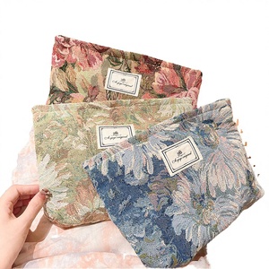 Wholesale Fashion Vintage Letter Pattern Cotton Cosmetic <b>Bag</b> Women Zipper Portable Travel Makeup Pouch - Product Image 4