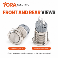 YORA 12mm 16mm 19mm 22mm Saklar Tombol Tekan Logam Tahan Air Saklar Tombol Tekan LED Beriluminasi Saklar Panel Kontrol