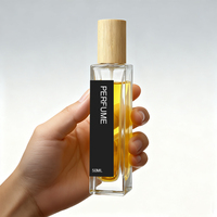 Flacon de parfum en verre mat noir carré de 10 ml et 15 ml avec vaporisateur en verre pour emballage cosmétique avec couvercle en bois