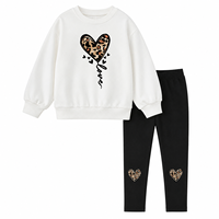 Ensemble sweat-shirt et leggings imprimés pour filles, tenue décontractée 2 pièces à manches longues pour enfants, survêtement OEM ODM en gros