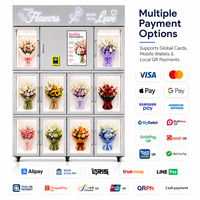 Distributeur automatique de fleurs sans argent liquide avec paiement par carte et code QR, casier réfrigéré pour bouquets frais, 10 compartiments