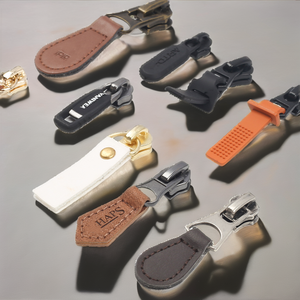 Cheap Custom Logo 3# 5# 8# 10# Cow Pigskin Cabretta Pu Leather Auto Lock Nickel-Free Zipper Slider Puller Pull for - Product Image 2