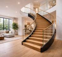 Escalier Courbé Moderne Optima Sur Mesure pour Villa avec Rampe en Acier, Éclairage LED, Marches en Acier, Design Élégant en Acier, Prix Direct Usine