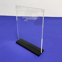 Support de présentation magnétique en acrylique pour table, présentoir de bureau en acrylique pour étiquettes avec base noire