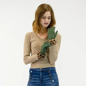 Gray Leopard Faux Fur Cuff <b>Gloves</b> Multiple Colors Available Winter <b>Warm</b> Touch Screen Outdoor Daily <b>Gloves</b> - Product Image 6