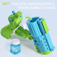 Pistola de Burbujas Eléctrica HTL al por Mayor para Niños, Máquina de Burbujas de Doble Cañón con Luces LED, Funciona con Pilas, Juego de Verano al Aire Libre