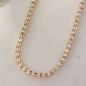 Collar de Tenis de Lujo Chapado en Oro de Plata Esterlina 925 con Doble Capa de Diamantes Moissanita, Regalo de Aniversario Personalizable - Product Image 6