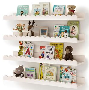 23 <span class=keywords><strong>inch</strong></span> Vườn Ươm kệ sách, <span class=keywords><strong>4</strong></span>-Pack trắng nổi vỏ sò Kệ phòng ngủ trẻ em Toddler bé phòng vỏ sò kệ - Product Image 1