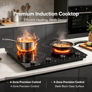 Table de cuisson à <span class=keywords><strong>induction</strong></span> encastrable 4 brûleurs, 1800W+1800W+1000W+1000W, commande par bouton, verre de qualité A, avec minuterie et verrouillage de sécurité - Product Image 5