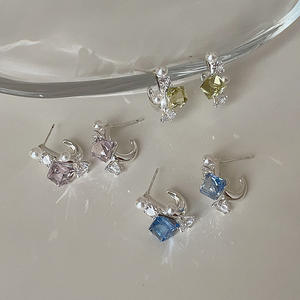 Minimalist Stainless Steel Non Tarnish Free Rhinestone Jewelry Cubic Zirconia Zircon Birthstone <b>Stud</b> <b>Earrings</b> for Women - Product Image 2