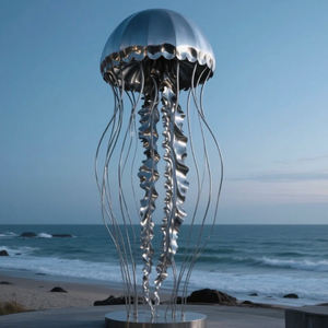 Sculpture de méduse en acier inoxydable moderne, durable et créative à grande échelle pour une utilisation en extérieur dans les jardins et les immeubles de bureaux - Product Image 1
