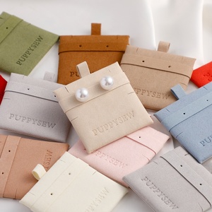 กระเป๋าใส่เครื่องประดับกำมะหยี่สีชมพูพีช PUPPYSEW พร้อมแผ่นไมโครไฟเบอร์ด้านใน กระเป๋าใส่เครื่องประดับแบบกระดุมแป๊ก พร้อมแผ่นรองด้านใน กระเป๋าใส่สร้อยคอ - Product Image 2