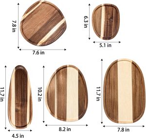<span class=keywords><strong>Plateau</strong></span> de service unique en bois, léger, ovale irrégulier, en bois d'acacia, pour charcuterie, décoration intérieure, nourriture, café, apéritifs - Product Image 4
