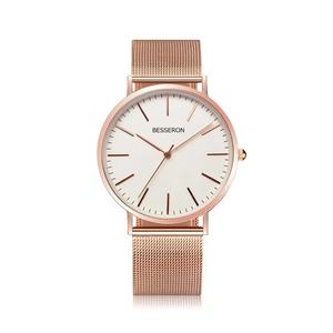 Montres en gros à bracelet en acier, montres minimalistes en métal pour hommes, montres de luxe en vrac, montres-bracelets fines et durables en acier inoxydable doré, en stock - Product Image 2