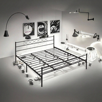 Lit double moderne portable, cadre en acier de style antique, meubles assemblés pour la maison, chambre à coucher, appartement, école, salle à manger et hôtel