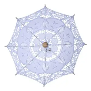 Маленький Зонт P261 для невесты, белый кружевной свадебный зонтик от солнца, цвета слоновой кости