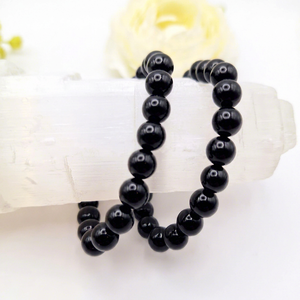 Bracelet en tourmaline noire perlée 8 mm, sphères polies, qualité supérieure, bijoux en pierre de cristal pour femmes et hommes, Feng Shui, guérison - Product Image 1