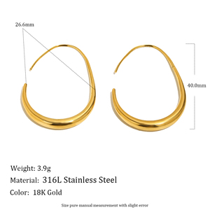 Pendientes de Aro Dorados Bohemios y Exquisitos con Diseño Curvo Fluido y Acabado de Alto Brillo, Ideales para Estilos Modernos - Product Image 2