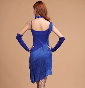 Holesale-vestido de baile <span class=keywords><strong>latino</strong></span> para mujer, Ropa de baile con borlas de lentejuelas para adultos - Product Image 4