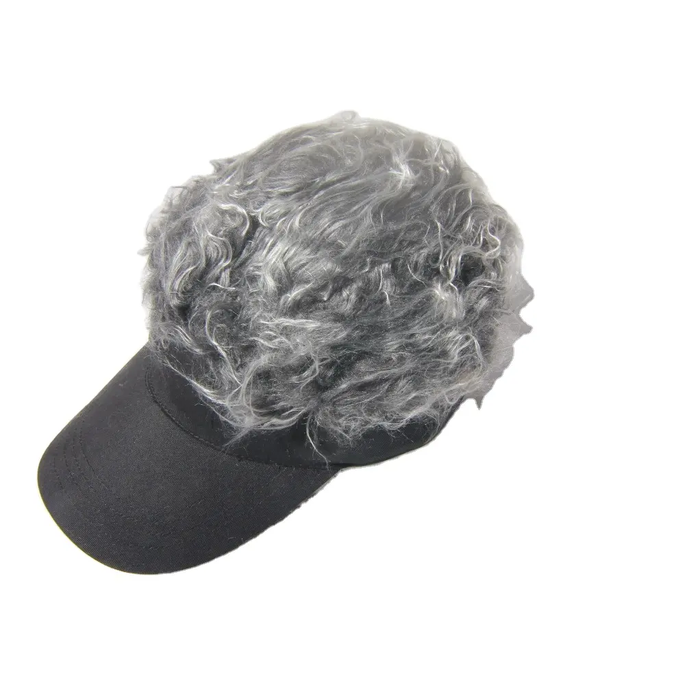 Precio barato pelo falso sombreros gorra de béisbol divertido del sombrero del golf con el pelo falso