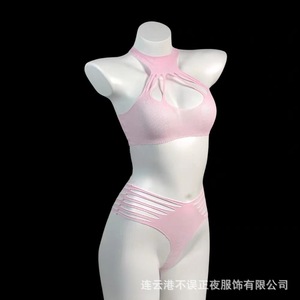 Conjunto de lencería sexy de dos piezas para mujer, perfecto para la noche; uniforme erótico de tres piezas, puro y seductor; bikini cruzado - Product Image 4