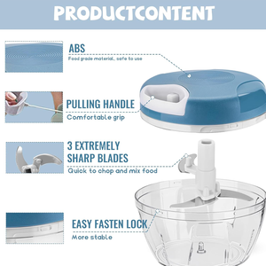 <span class=keywords><strong>Mini</strong></span> Procesador Manual de Alimentos, Potente Picador de Verduras, Ajo y Jengibre con Cuerda para Tirar, para Cocina - Product Image 5