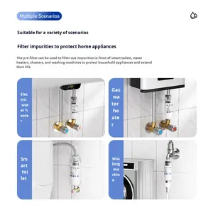 Prefiltro <span class=keywords><strong>de</strong></span> <span class=keywords><strong>Entrada</strong></span> para Calentador <span class=keywords><strong>de</strong></span> <span class=keywords><strong>Agua</strong></span> Eléctrico MEENA, Filtración <span class=keywords><strong>de</strong></span> 5 Micras, Caudal <span class=keywords><strong>de</strong></span> 500 L/h, Grifo para Lavadora Doméstica, Inodoro Inteligente, PP - Product Image 4