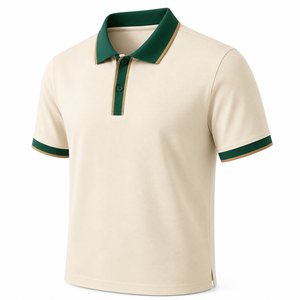 Polo en maille pour homme Luxe 240g, style rétro classique, manches courtes, impression personnalisée OEM, polo décontracté d'été - Product Image 3