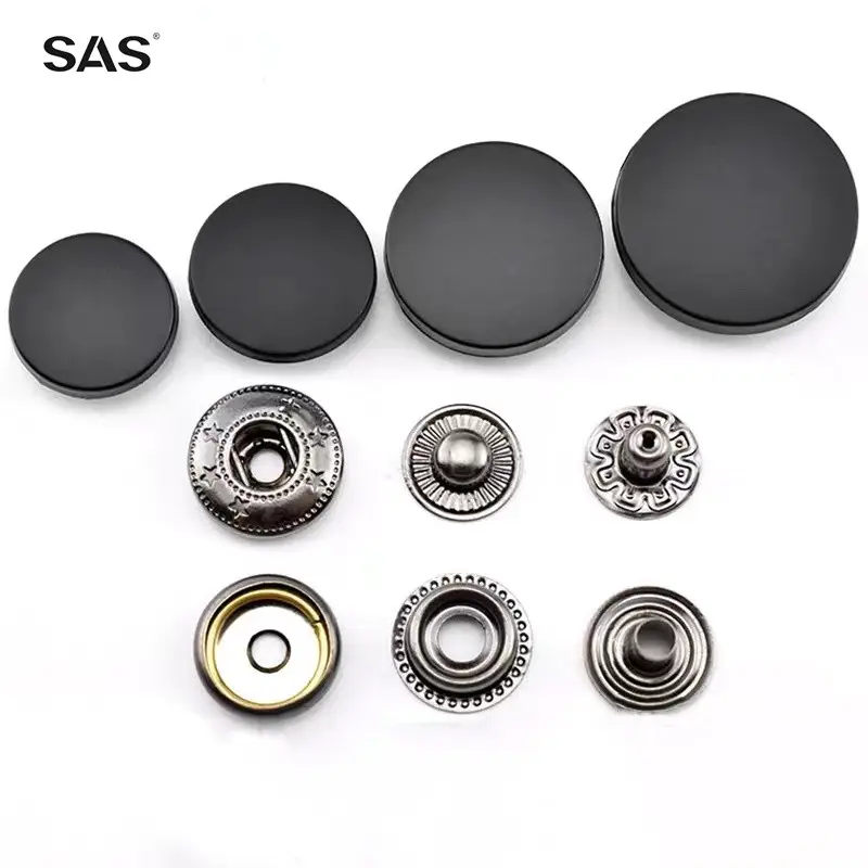 SAS China Supplier Round Shape Press Plating Gold Sliver Four Parts Custom Logo Size Color Metal Snap Button