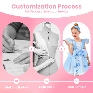 En stock, robe de fantaisie en tulle bleu avec imprimé de chariot, costume pour Noël, Journée des enfants - Product Image 2