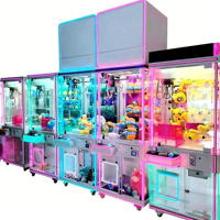 Machines à griffes roses, fabrication sur mesure, entièrement transparentes, jeu d'arcade de capture, en métal, pour pièces de monnaie porte-bonheur, divertissement commercial et d'attractions
