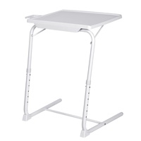Table de chevet pliable pour ordinateur portable extensible noir et blanc Table TV pliante avec porte-gobelet plateau de Table de lit Portable