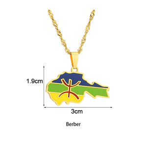 Multi moda Acero inoxidable 18K cadena de oro país Alemania Francia <span class=keywords><strong>España</strong></span> <span class=keywords><strong>mapa</strong></span> bandera colgante collar joyería para mujer - Product Image 5