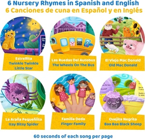 Libros bilingües para bebés, libros de rimas infantiles en español e inglés, gran libro con sonido para aprender español para niños - Product Image 3