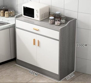Vitrine moderne en verre à 2 portes avec lumière LED Curio, buffet de présentation de vaisselle de 30 pouces avec miroir pour cuisine et salon - Product Image 3