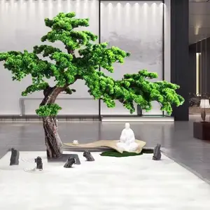 시뮬레이션 게스트 인사말 실내 조경 루한 파인 호텔 레스토랑 장식 큰 인공 소나무