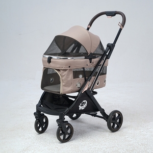 Stroller hewan peliharaan dapat dilipat, kereta dorong hewan peliharaan lipat tahan lama, nyaman tahan air tanpa fitur Rollover untuk bepergian anjing kucing - Product Image 4