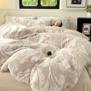 Set di Biancheria da Letto Lussuoso e Accogliente in Velluto Taffia, 4 Pezzi, Morbido e Spesso, per Letto <span class=keywords><strong>Matrimoniale</strong></span>, Copripiumino e Federe per l'Inverno, Misura King - Product Image 5