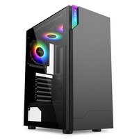 Boîtier d'ordinateur E-ATX double canal transfrontalier avec éclairage coloré pour jeux e-sport et panneau latéral en verre trempé transparent