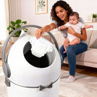 Poubelle à couches pour bébé Baby Genie 2026, anti-odeurs, avec système de contrôle des odeurs intégré, pour une utilisation par les bébés
