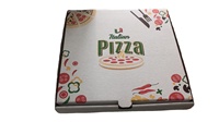 Vente en gros e flûte à emporter boîtes à pizza imprimées personnalisées noires boîte d'emballage en carton pour pizza de restauration rapide 12 pouces