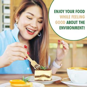 200 pcs cá nhân bọc tre thiết lập dao kéo dùng một lần Flatware và bạc bao gồm 100 forks 50 thìa 50 Dao - Product Image 6