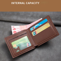 Dompet Lipat Minimalis Pria, Dompet Koin PU Pria dengan Jendela ID, Tempat Kartu Multi-posisi, Dompet Kulit Penyimpan Kartu